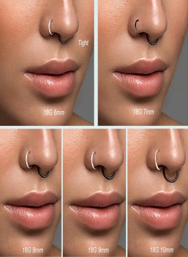 SEEDRILL 5pcs Hypoallergenic Nose Rings Hoops for Women Men 316L Surgical Steel Hinged Clicker Segment for Nostril Septum Helix Cartilage Daith Tragus Conch Rook Lip Ear Lobe Earrings 20G Black - Image 5